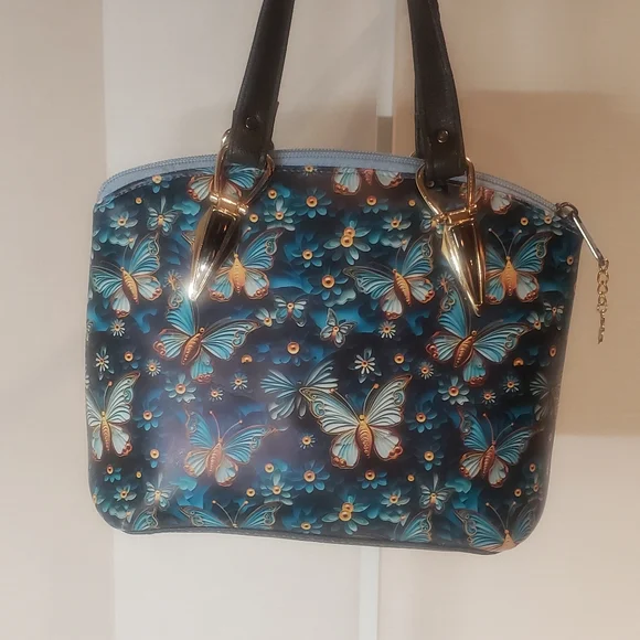 Colorful Butterfly Print Handbag - Picture 2 of 13